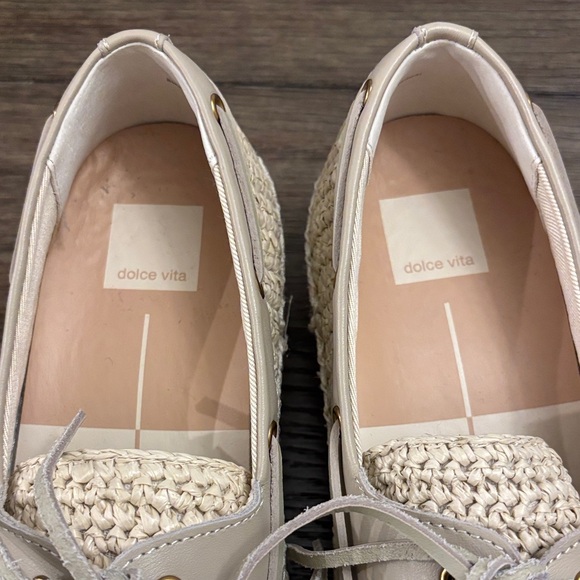 Anthropologie Dolce Vita Raffia Espadrille Platform Cream Loafers Size 9 - Picture 7 of 10